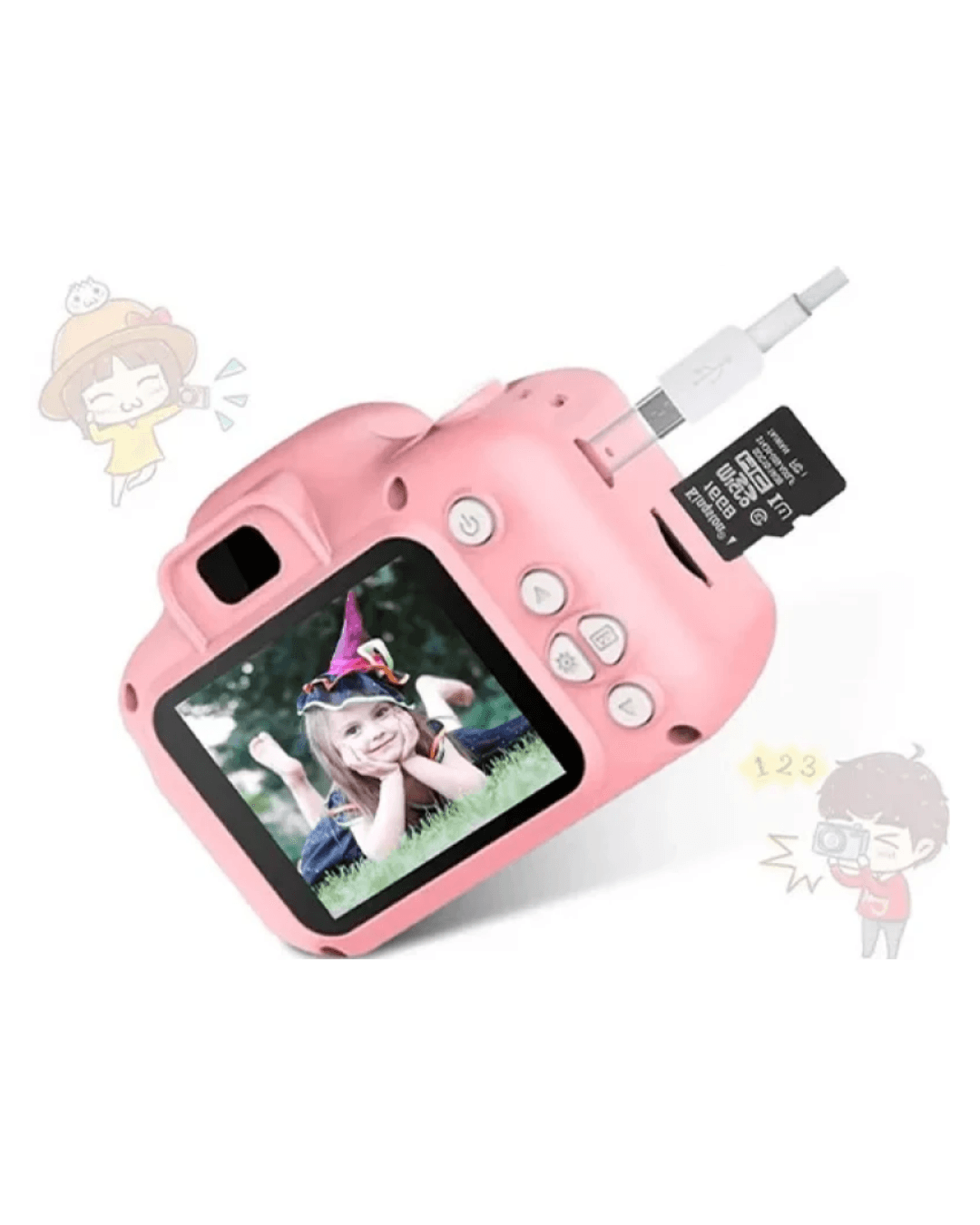 Pembe Çocuk Kamerası Taşınabilir Mini HD Dijital Video ve Fotoğraf Çekimli 5