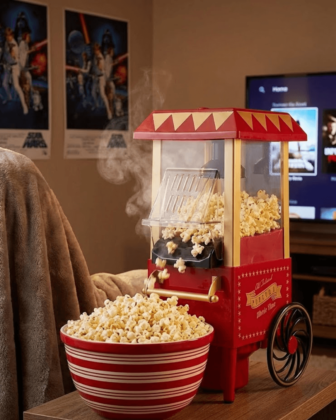 Nostaljik Yağsız Mısır Patlatma Makinesi Sıcak Hava ile Sağlıklı Popcorn