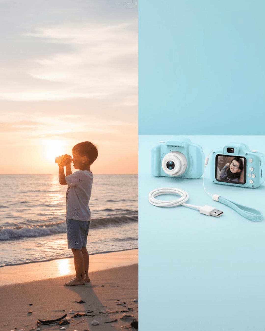 Mavi Taşınabilir Mini Kamera HD Video Fotoğraf Çekimli USB Şarjlı Hafıza Kart Destekli