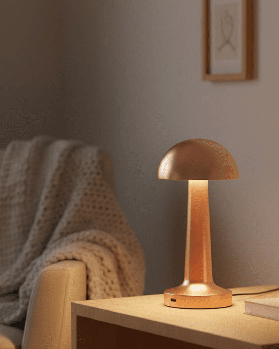 Bronz Dokunmatik Masa Lambası 3 Renk LED Şarjlı Kablosuz USB Çıkışlı