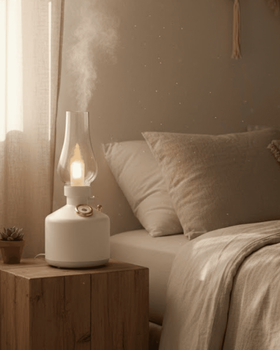Vintage Gaz Lambası Görünümlü Aromaterapi Difüzör 280 ml 1200 mAh USB Şarjlı