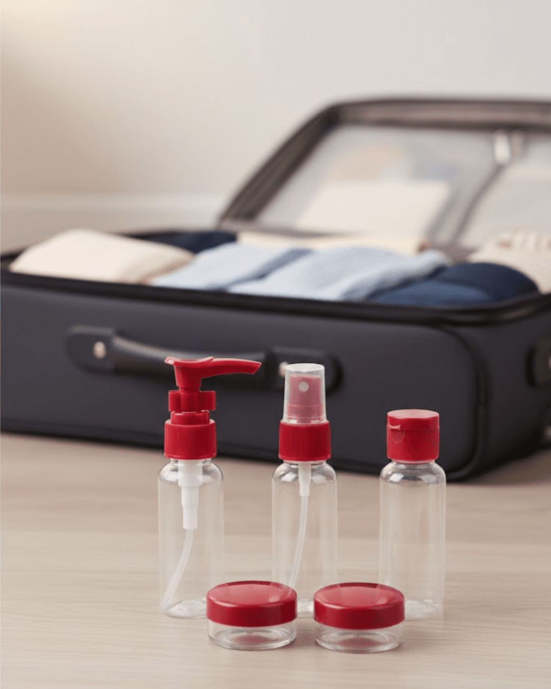Taşınabilir 5 Parça Seyahat Kozmetik Dolum Seti 30 ml Sızdırmaz Şişeler