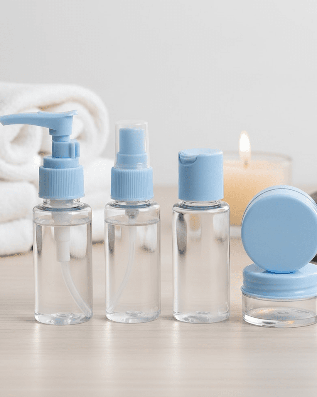 Taşınabilir 5 Parça Seyahat Kozmetik Seti 30 ml Sızdırmaz Şeffaf Şişe