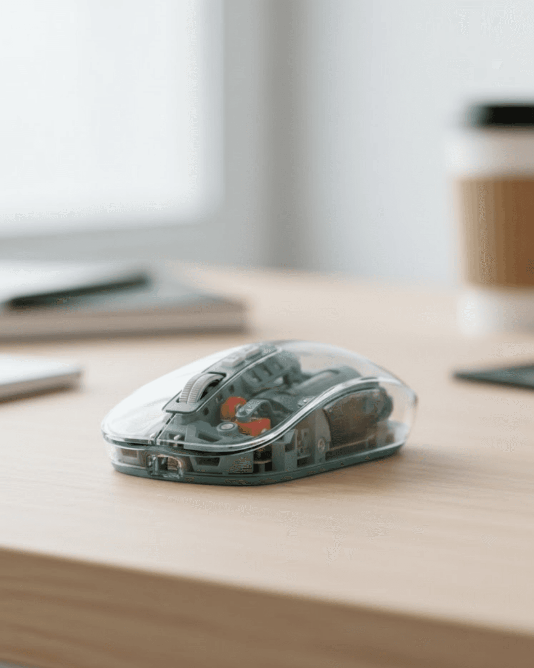 Pilli Kablosuz Şeffaf Mouse Bluetooth ve 2.4G USB Destekli Sessiz Tıklama