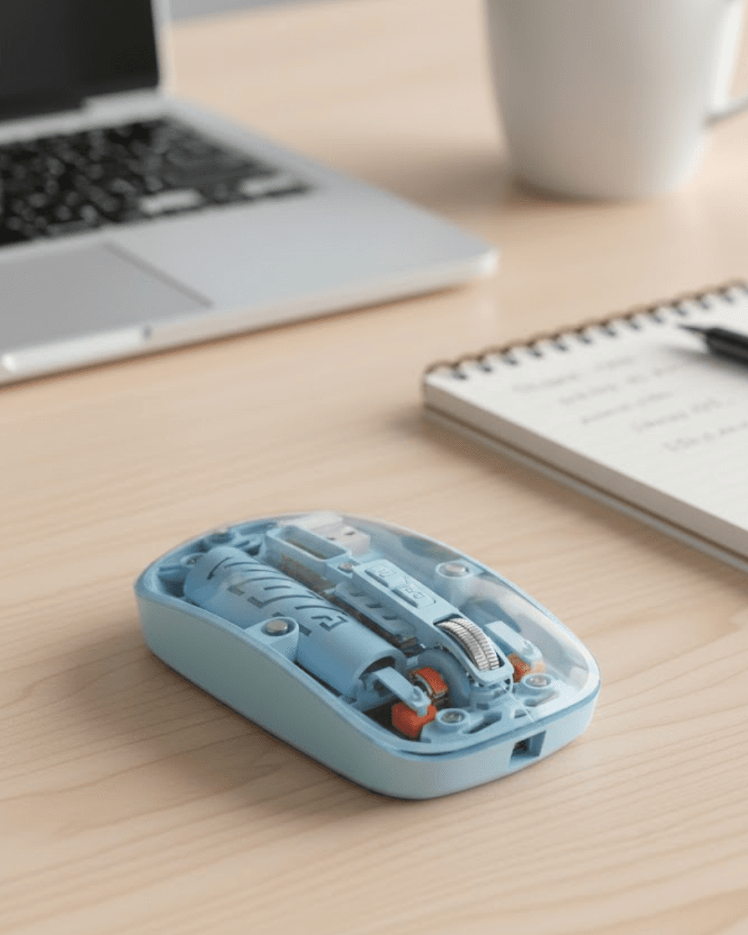 Mavi Kablosuz Mouse Bluetooth 5.2 ve USB Çift Mod Bağlantılı Pilli