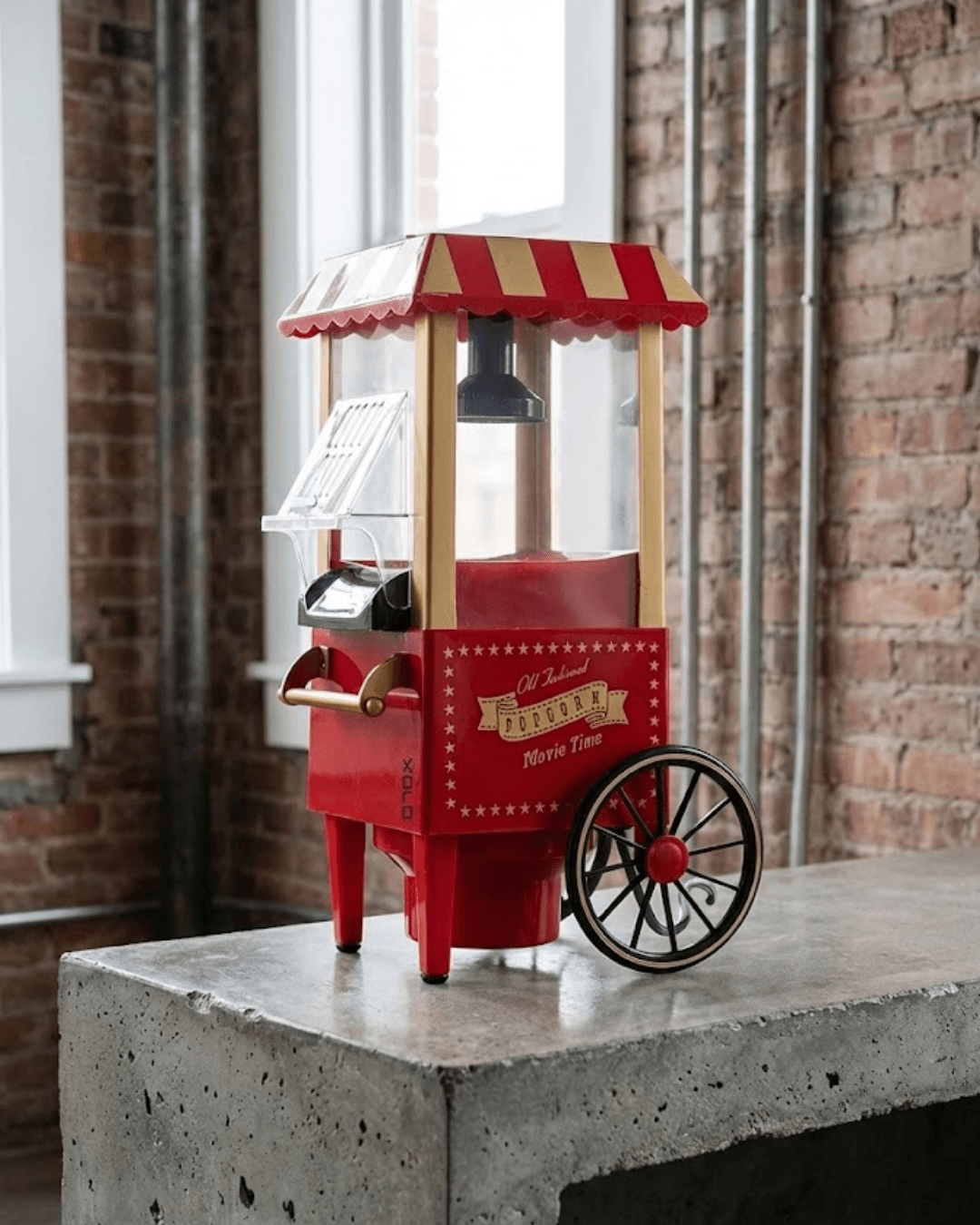 Nostaljik Tasarımlı Yağsız Mısır Patlatma Makinesi - Sıcak Hava Popcorn
