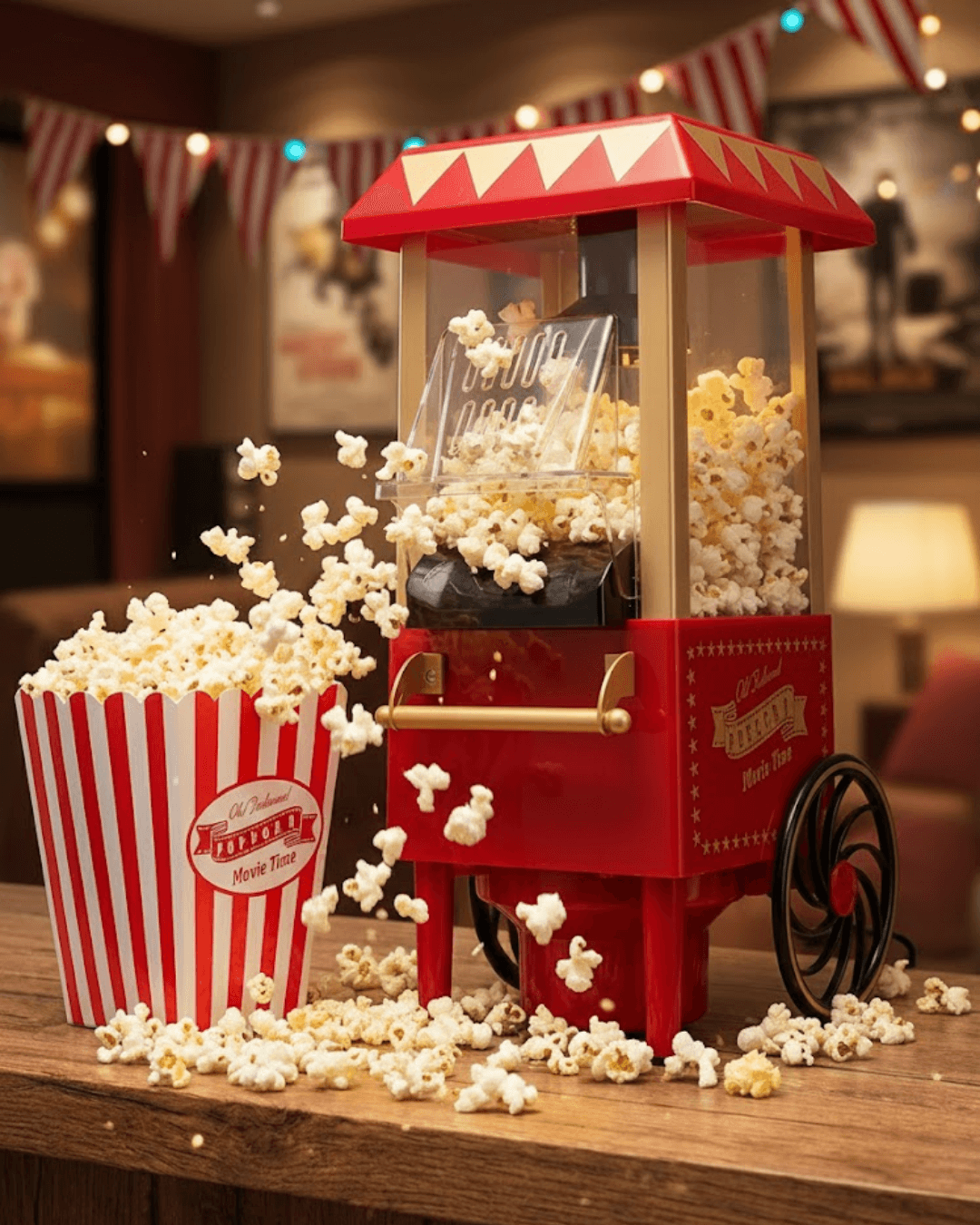 Sıcak Hava Teknolojili Yapışmaz Yağsız Popcorn Makinesi Sağlıklı Patlatma