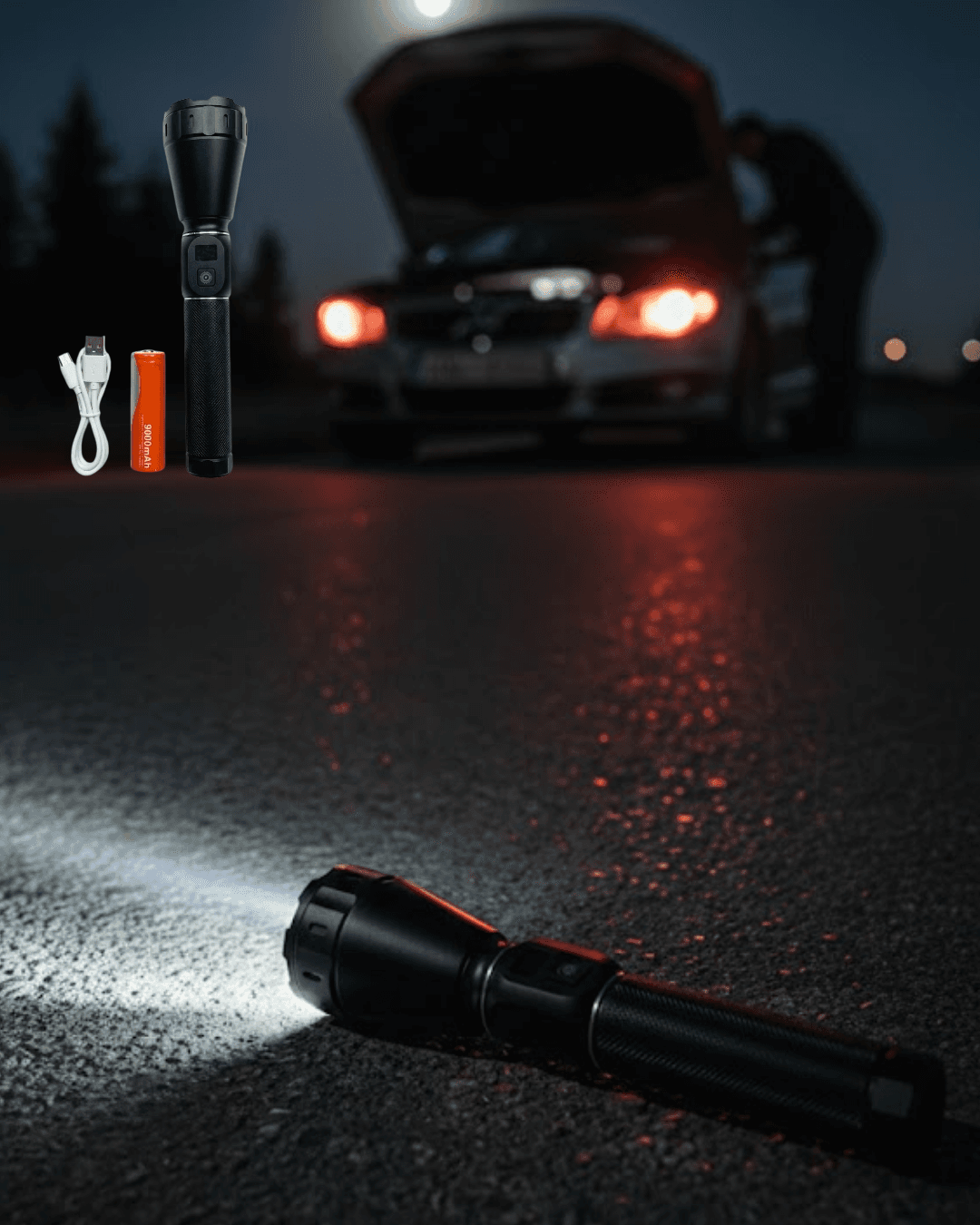 Uzun Ömürlü Bataryalı Şarjlı El Feneri Güçlü LED Aydınlatma 9000mAh USB