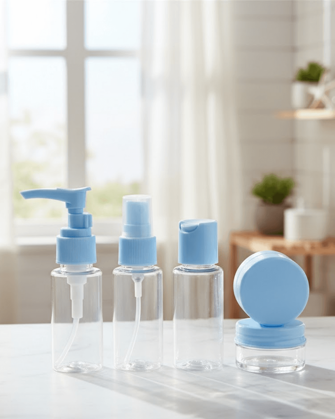 30 ml 5’li Seyahat Boy Kozmetik Organizer Seti - Şeffaf Sızdırmaz Şişeler