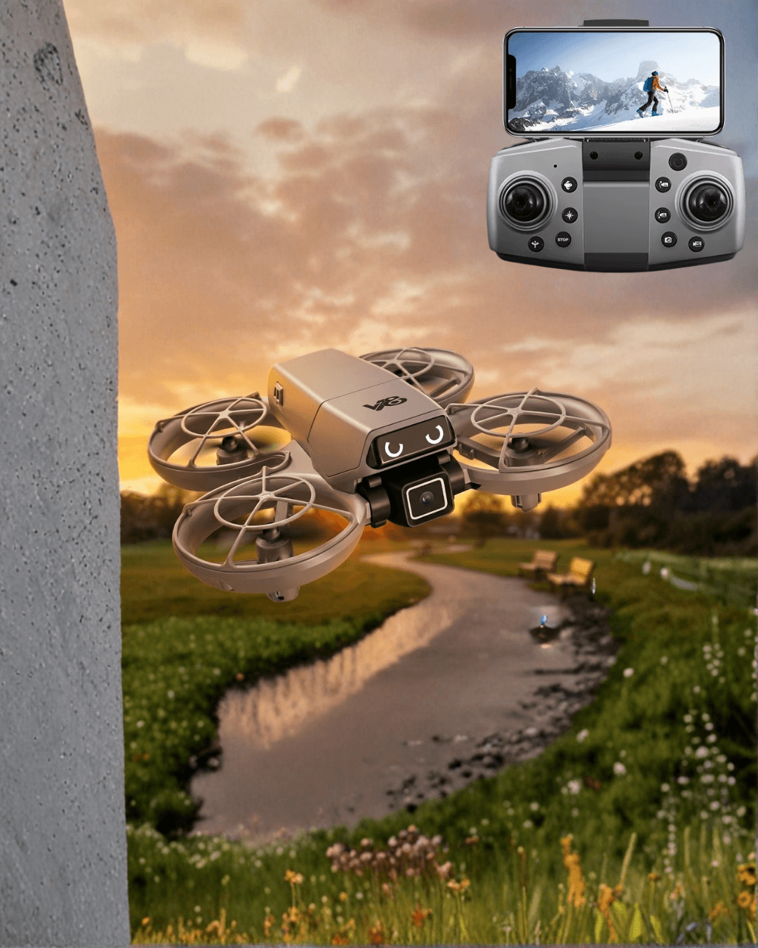 LED Işıklı Mini Drone Kameralı Headless ve APP Destekli Uzun Uçuş Süresi