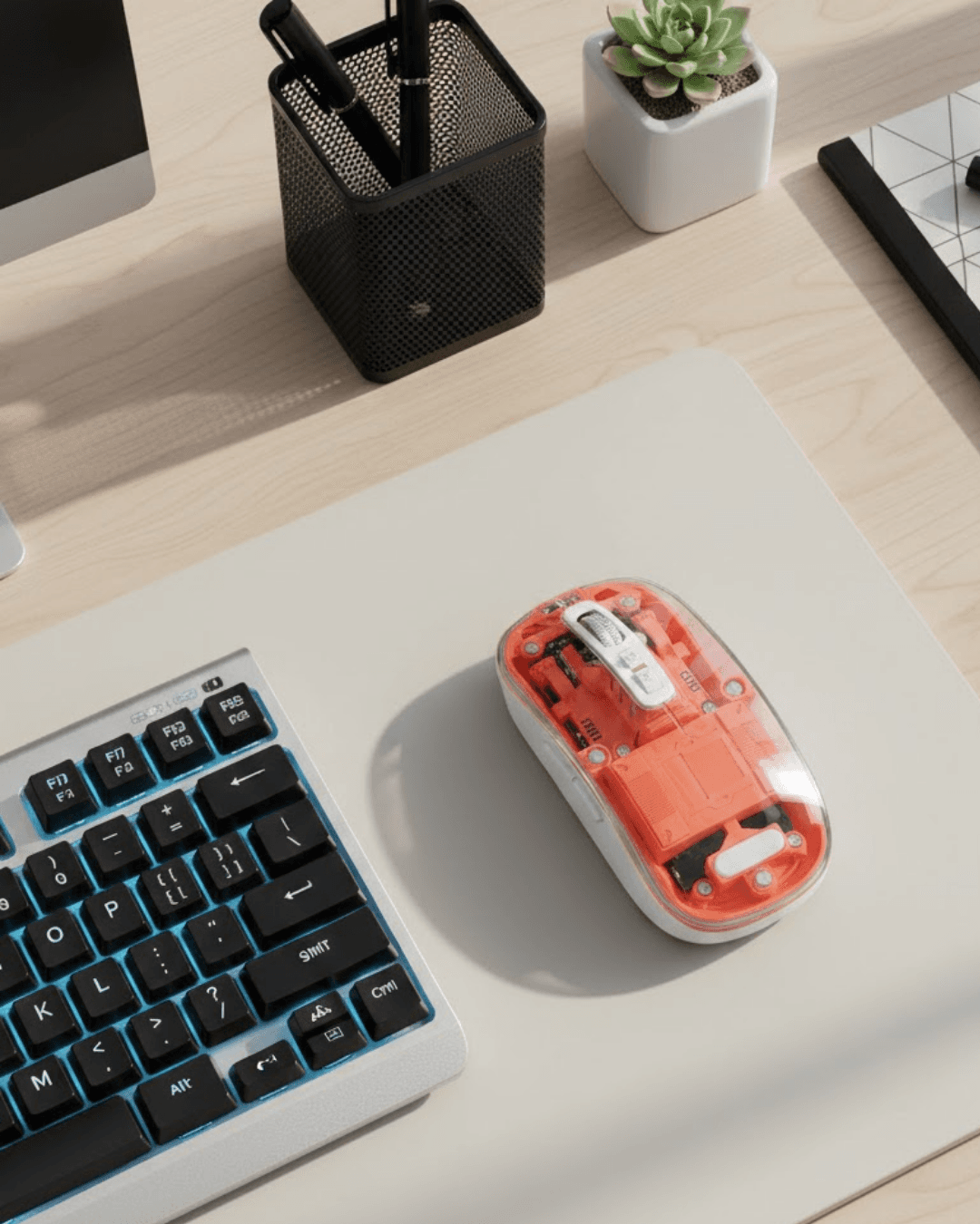 Kablosuz Bluetooth Mouse Şık ve Sessiz Ofis Tasarımı Şeffaf Fare
