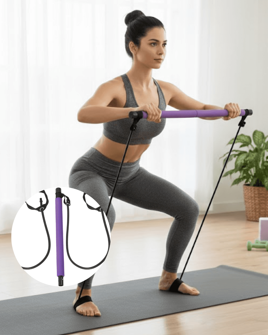 Taşınabilir Pilates Bar Ev Sporu İçin Hafif Dayanıklı Egzersiz Aleti