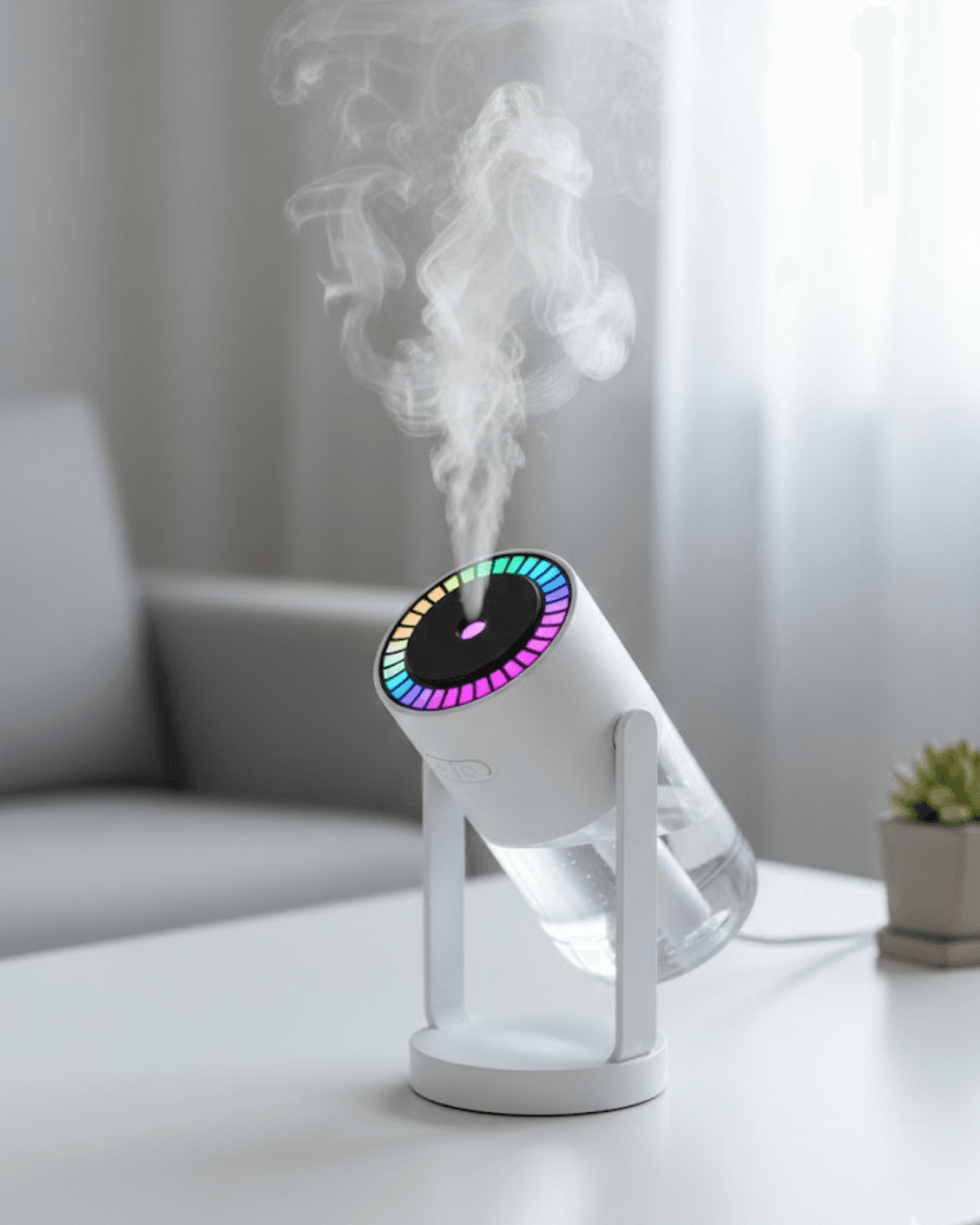 RGB Işıklı Ultrasonik Hava Nemlendirici Portatif 280 ml USB Şarjlı