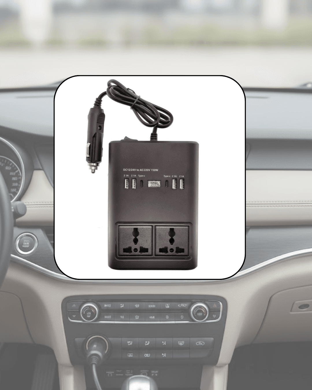 Araç Elektrik Dönüştürücü Çoklu USB Çıkışlı 150W İnvertör - 12V 24V Uyumlu