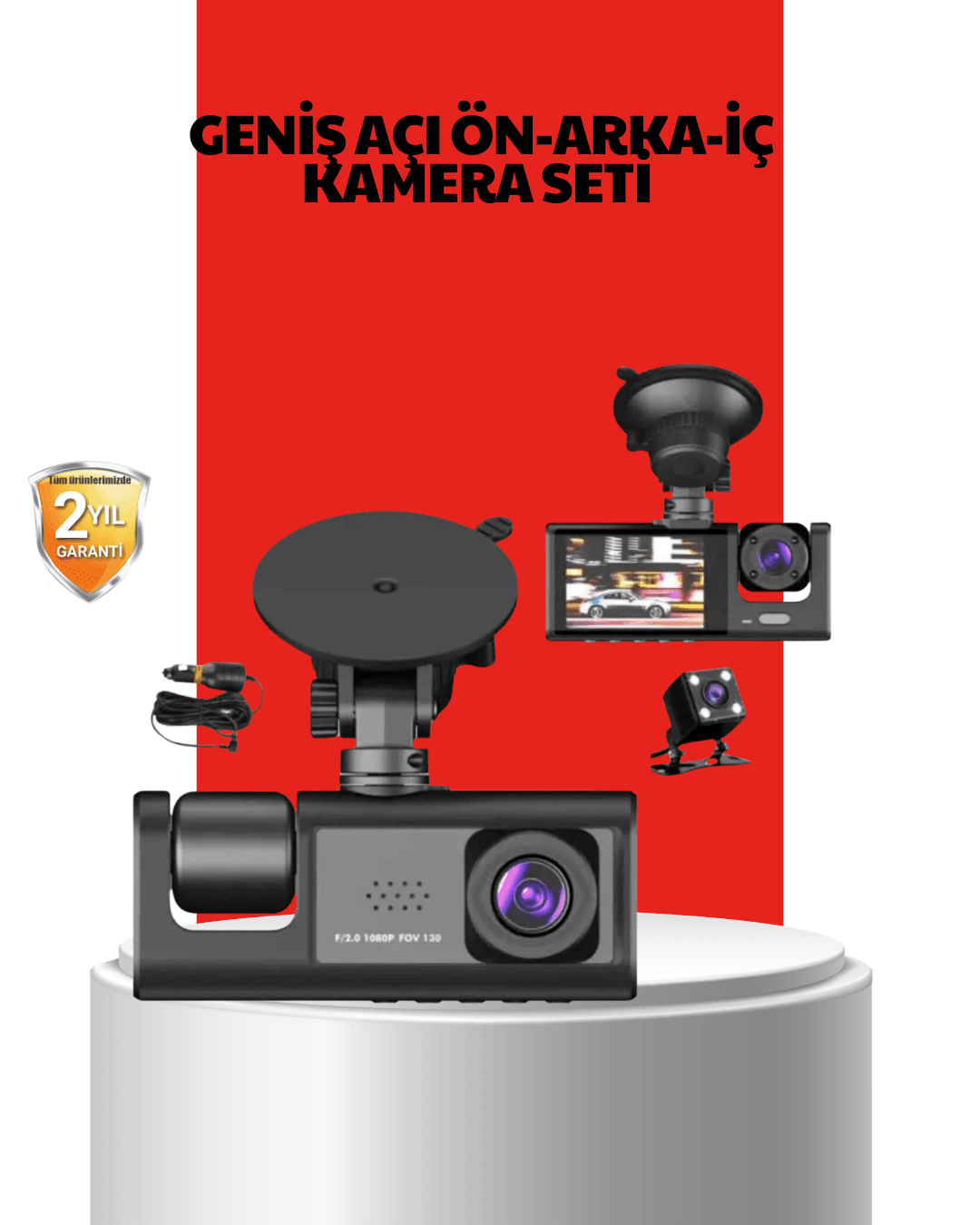 170° Geniş Açı Ön-Arka-İç Kamera Seti – 1080p Full HD Araç İçi Kamera
