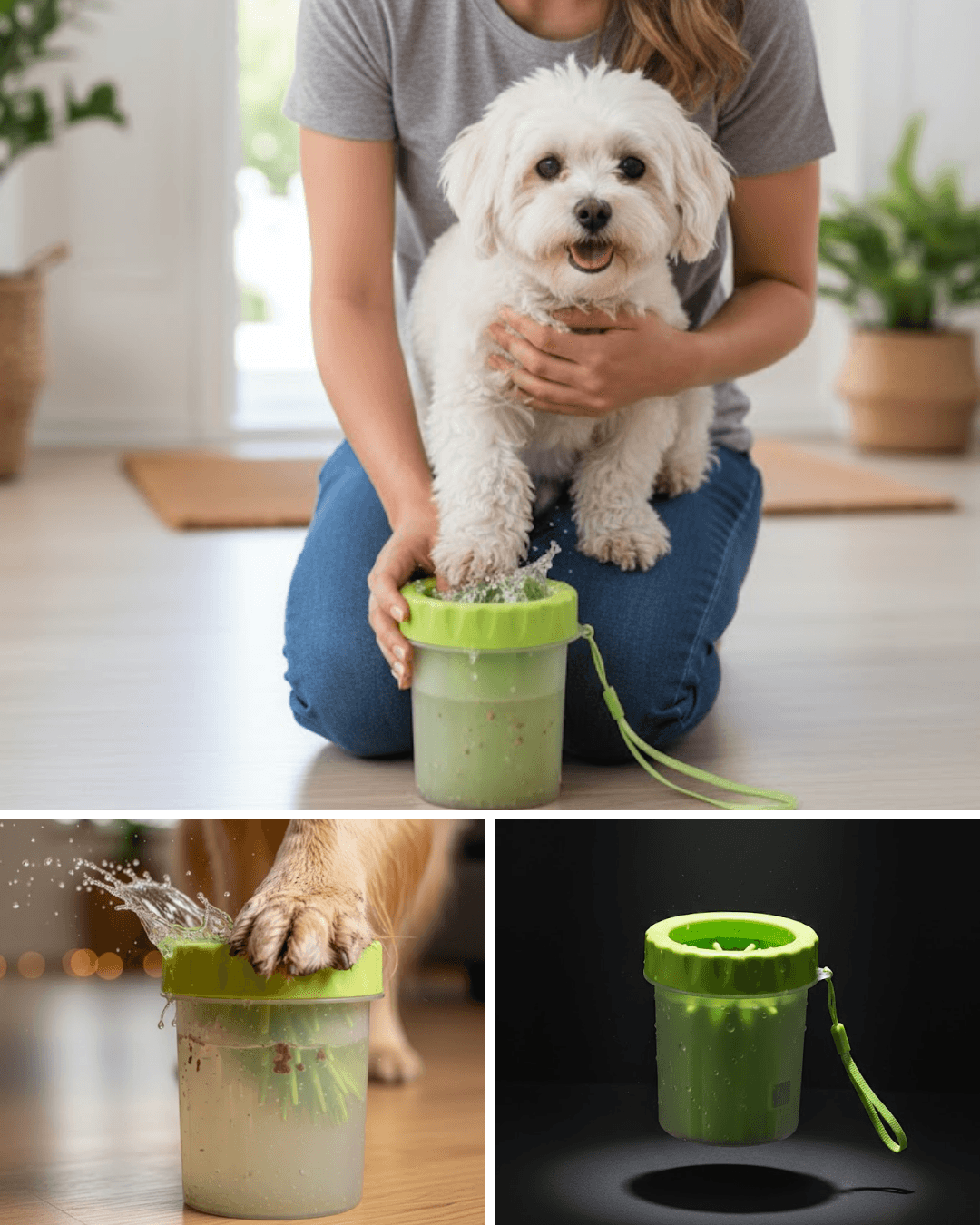 Taşınabilir Köpek Ayak Temizleme Aparatı Silikon Fırçalı Pati Yıkama Kabı