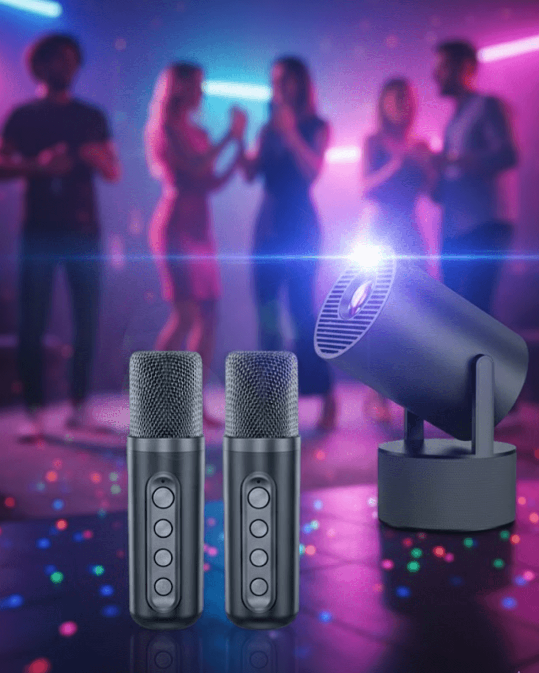 Android Projeksiyon Karaoke Cihazı 180° Döner Başlık 1080P Bluetooth