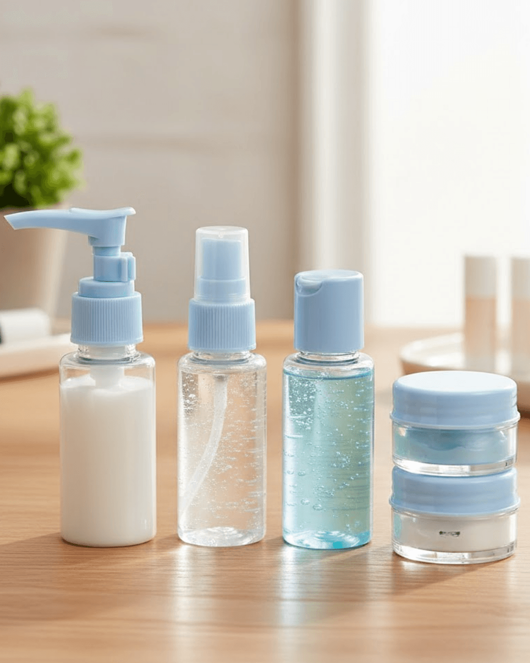Seyahat İçin 5’li Şeffaf Dolum Şişesi Seti 30 ml - Sızdırmaz Taşıma Çantası