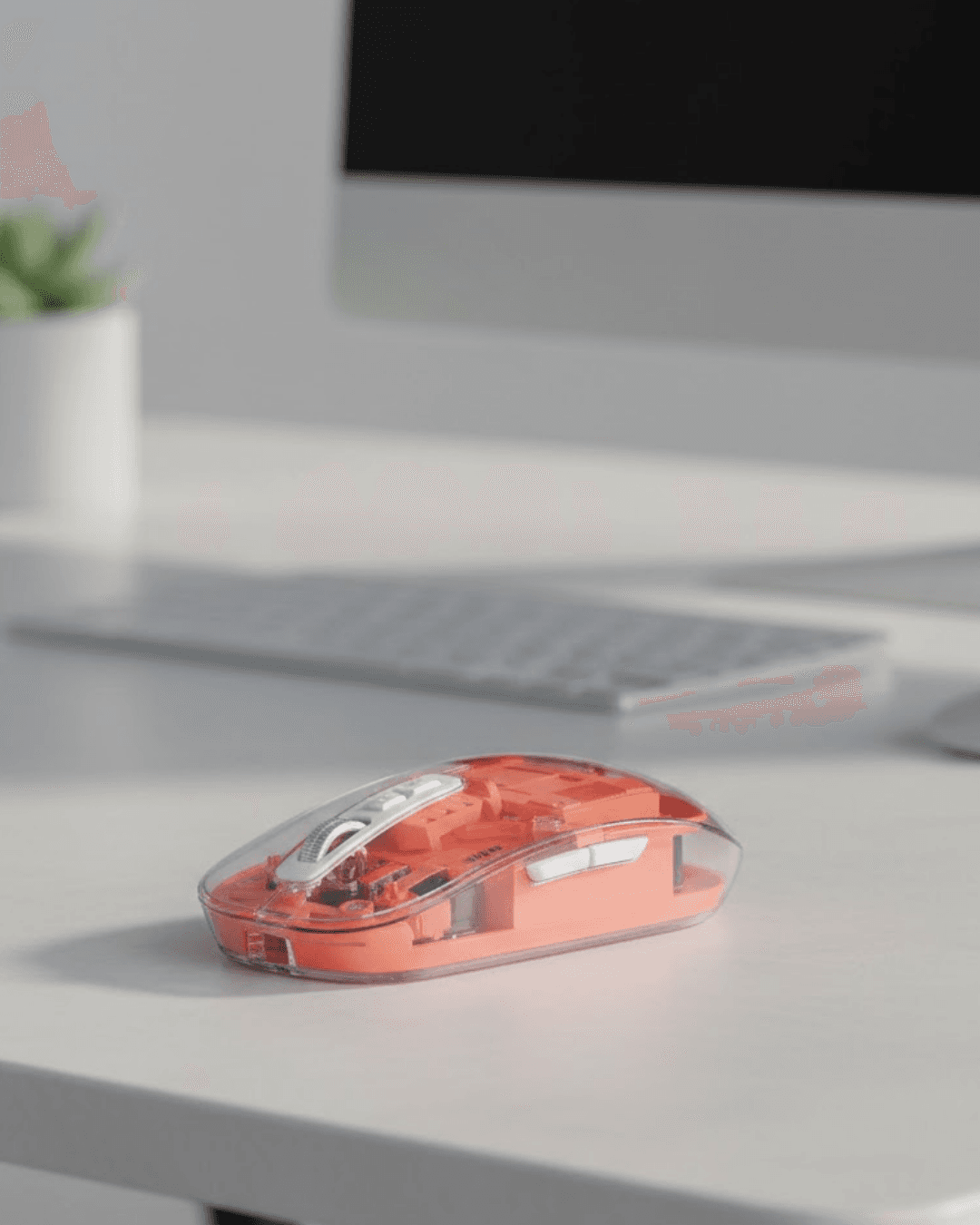 Sessiz Tıklamalı Şeffaf Mouse Bluetooth ve USB Uyumlu Kablosuz Fare