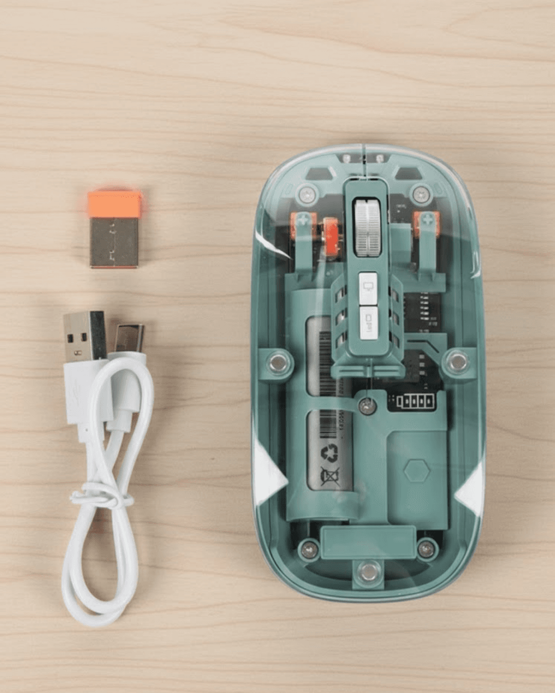 Şeffaf Tasarımlı Bluetooth Kablosuz Mouse Pilli 1000-2400 DPI Sessiz Tıklama