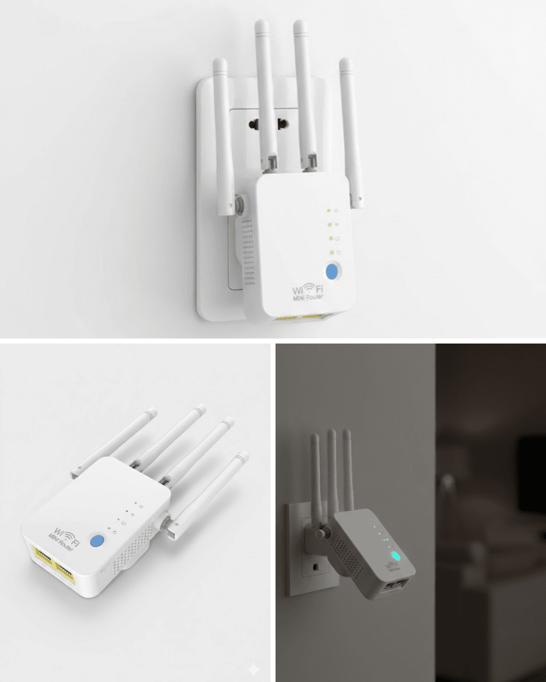 Kablosuz WiFi Tekrarlayıcı 300Mbps - ABS PC Malzeme, Taşınabilir Sinyal Güçlendirici