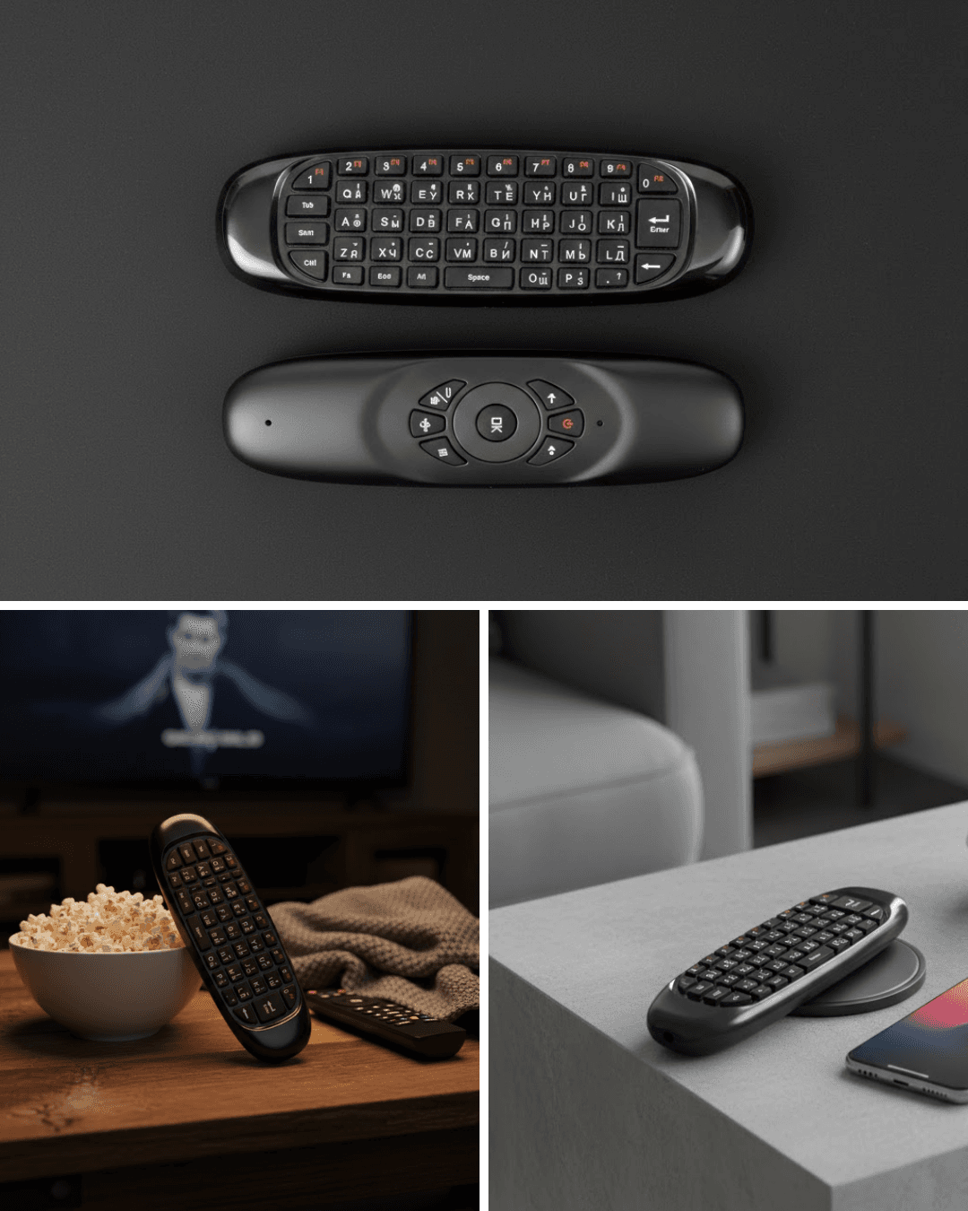 Android TV ve PC Uyumlu Kablosuz Hava Fareli Kumanda Mini Klavye