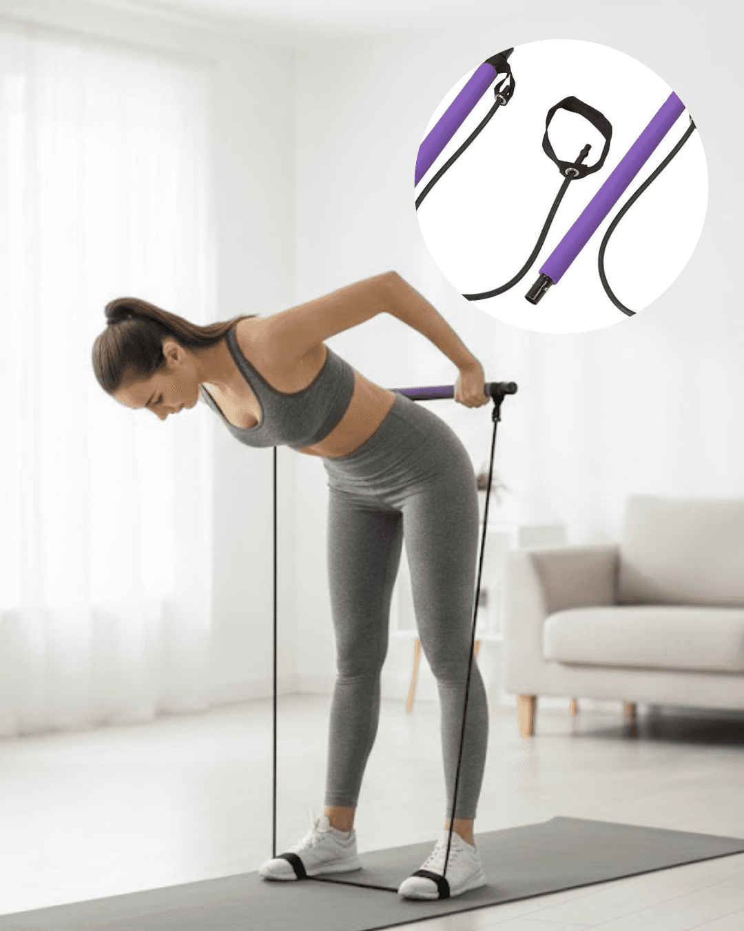 Pilates Bar Direnç Aleti Duruş Geliştirici ve Kas Güçlendirici Ev Sporu