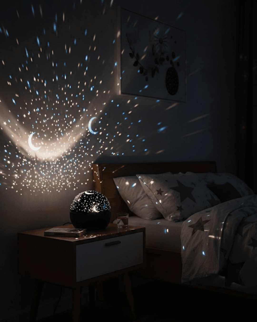 Fişli Yıldız Gece Lambası Çocuk Odası İçin Projektör ve Hoparlörlü