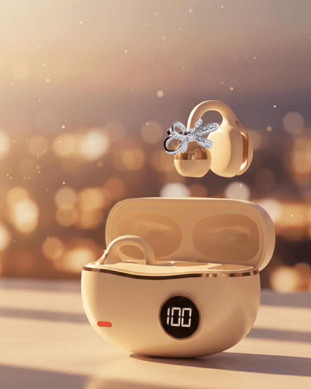 Şık Taşınabilir Bluetooth Kulaklık Gün Boyu Kullanım Kristal Net Ses 2 Kurdele Küpe Hediyeli