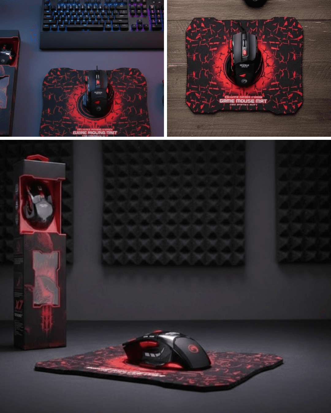 Profesyonel Oyuncu Mouse Seti Dokuma USB Kablolu RGB Aydınlatmalı 3 DPI