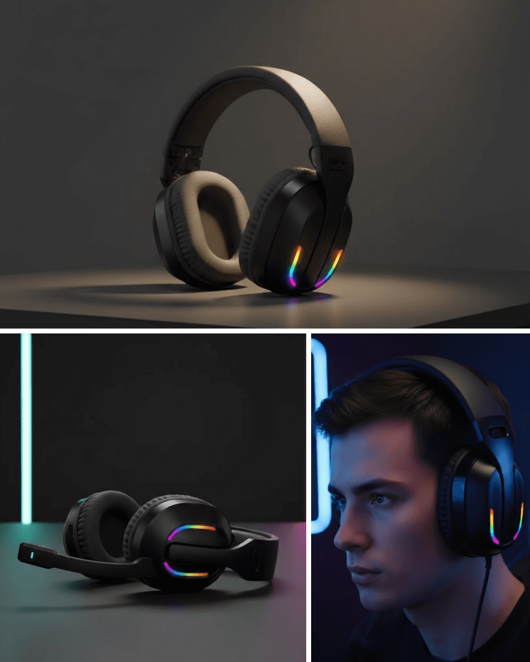 RGB Aydınlatmalı Kablosuz Oyuncu Kulaklığı 40MM Sürücü Type-C Şarj PC Konsol