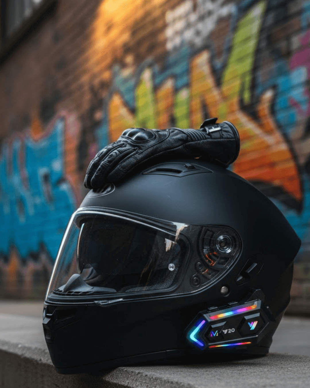 Intercom Mesafeli IPX6 Suya Dayanıklı Kask Kulaklık Sistemi 16 RGB Işık Modu