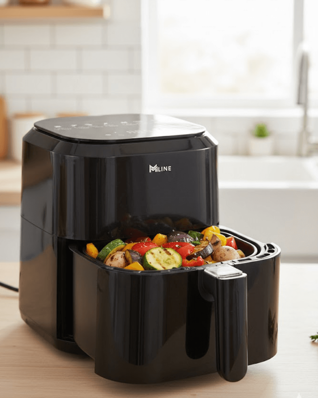 4 Litre Cam Hazneli 1360W Ayarlanabilir Isılı Airfryer Yağsız Pişirme