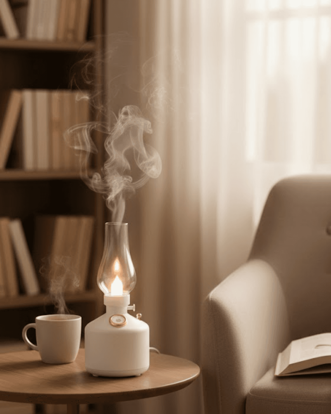 Retro LED Işıklı 1200 mAh Şarjlı Aroma Difüzörü 280 ml Su Kapasiteli Nemlendirici
