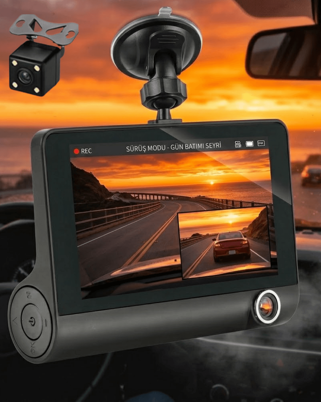 Çift Lens Araç Güvenlik Kamerası G Sensörlü Full HD 1080P Oto DVR