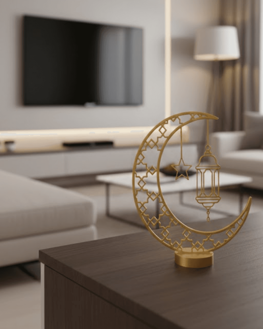 3D Hilal Cami Ramazan Dekoru 20x20 cm - Masaüstü ve Raf İçin Estetik Dekoratif Ürün