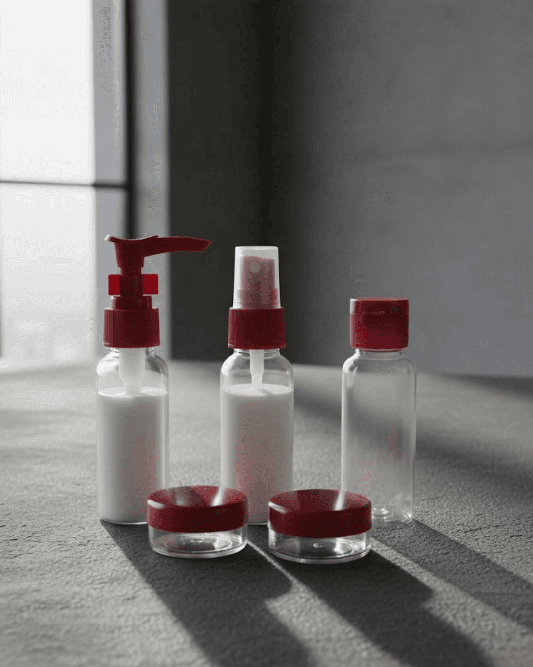 5 Parça Seyahat Dolum Şişesi Seti 30 ml Hafif Tasarım Sızdırmaz Kapak