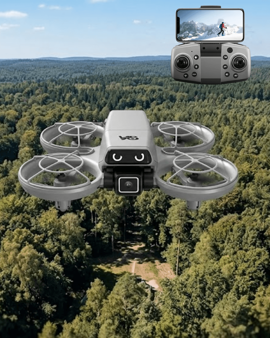 V8 Drone Optical Flow Hover Mini Drone LED Işıklı Kameralı ve APP Destekli