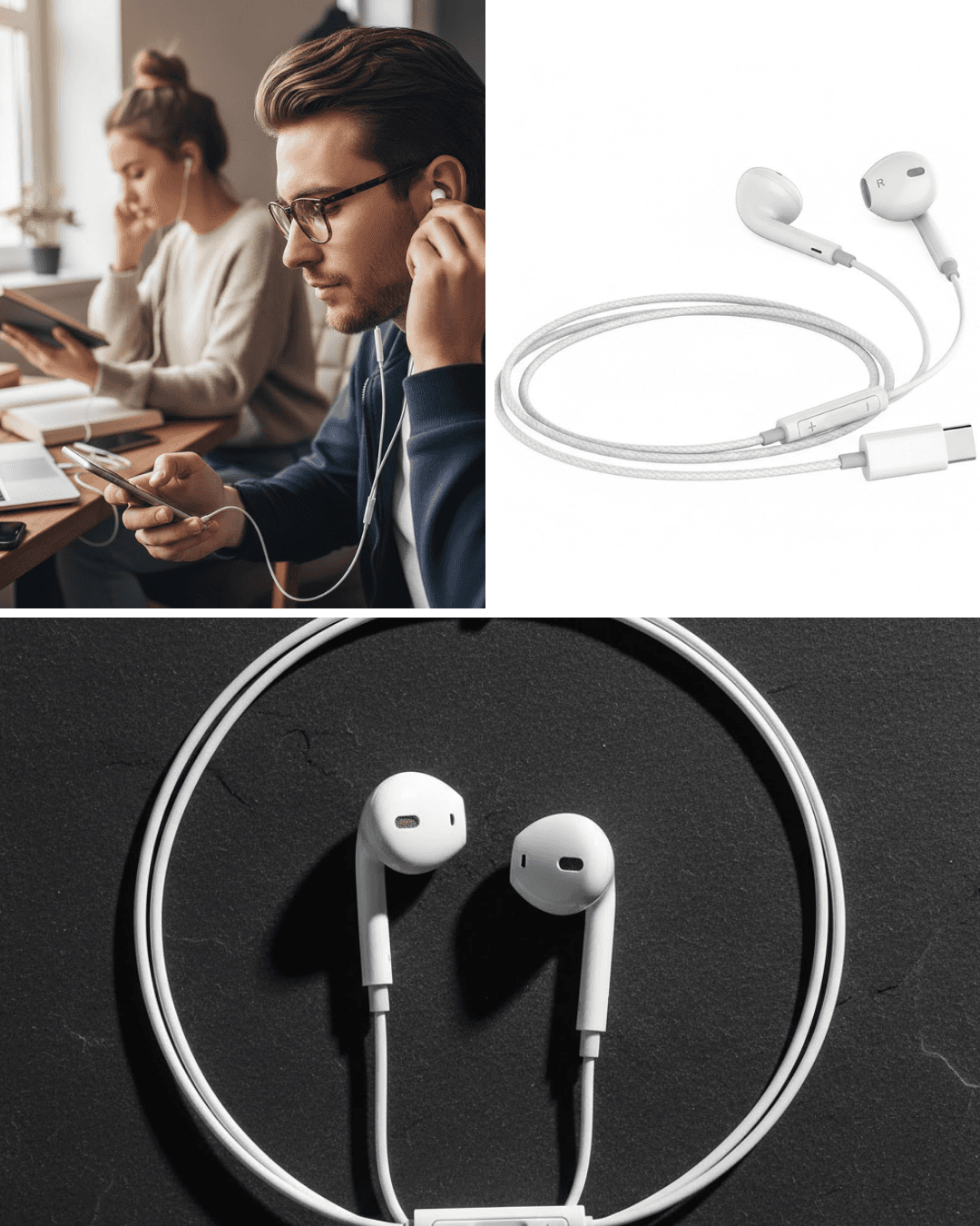 Type C Kablolu Kulak İçi Kulaklık İP15 Ergonomik Tasarım Mikrofonlu