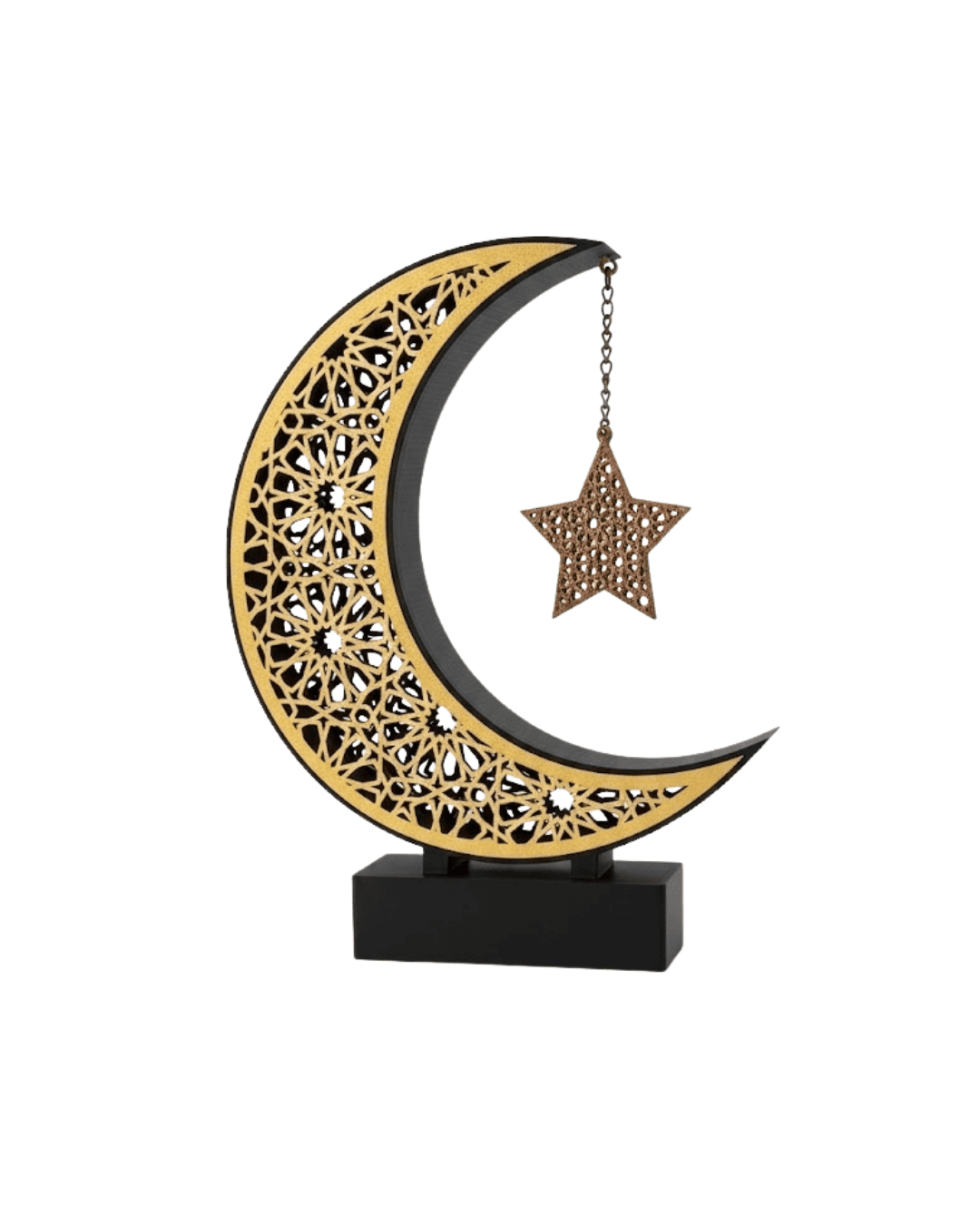 3D Hilal Yıldız Ramazan Dekoru 23x23 cm - Masaüstü ve Raf İçin Şık Dekoratif Ürün 3