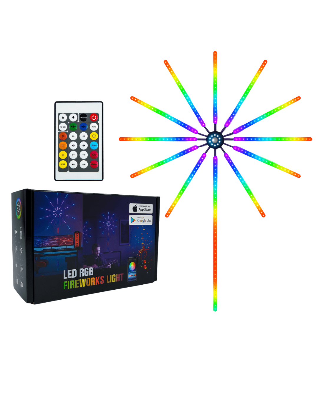 RGB LED Duvar Dekoru Sökülebilir Kollu Havai Fişek Işık Sistemi | Uygulamalı 3