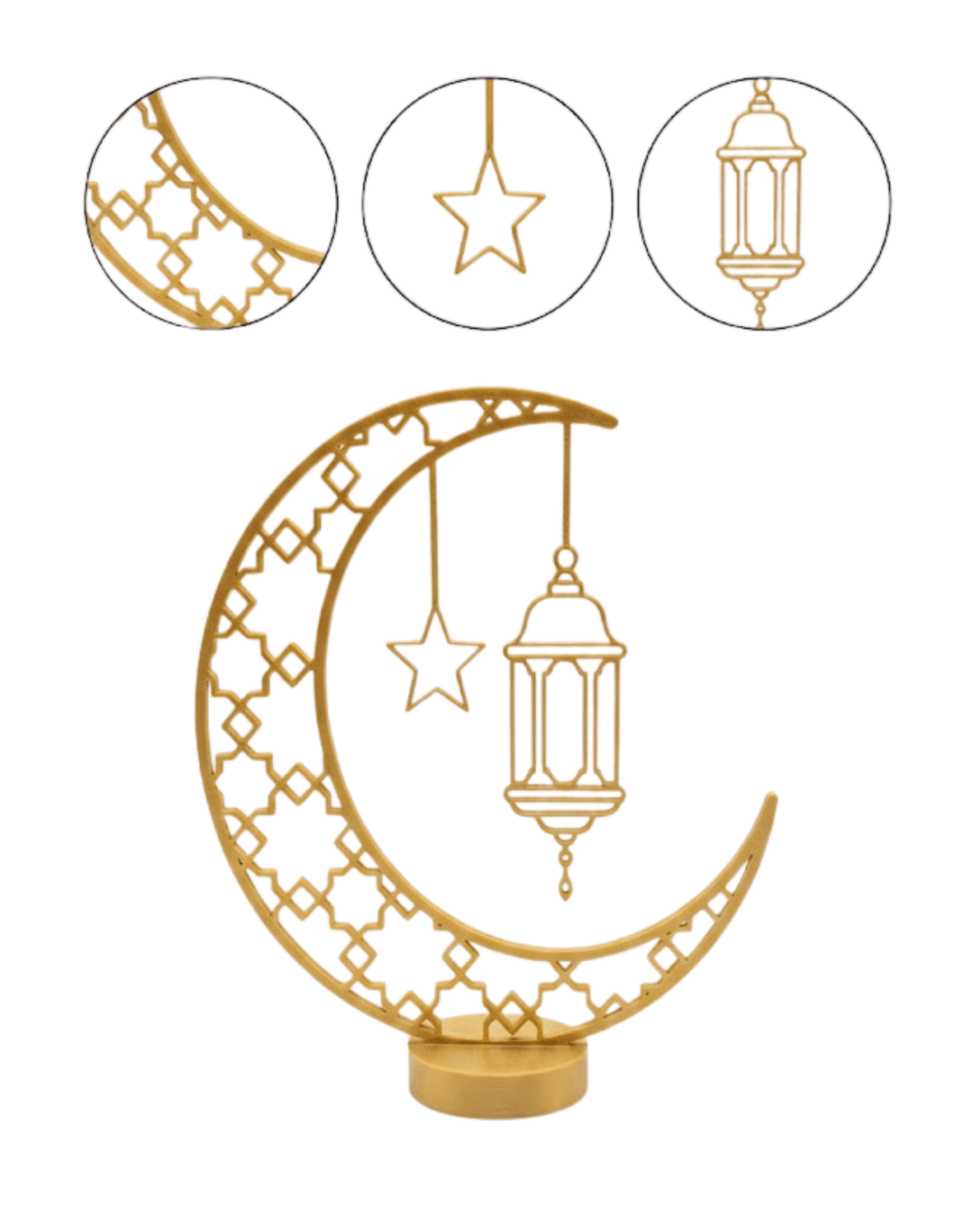 3D Hilal Cami Ramazan Dekoru 20x20 cm - Masaüstü ve Raf İçin Estetik Dekoratif Ürün 4
