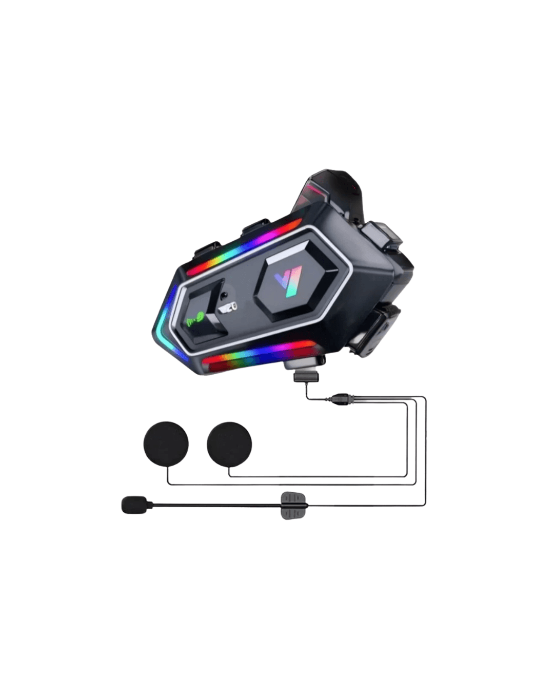Intercom Mesafeli IPX6 Suya Dayanıklı Kask Kulaklık Sistemi 16 RGB Işık Modu 4