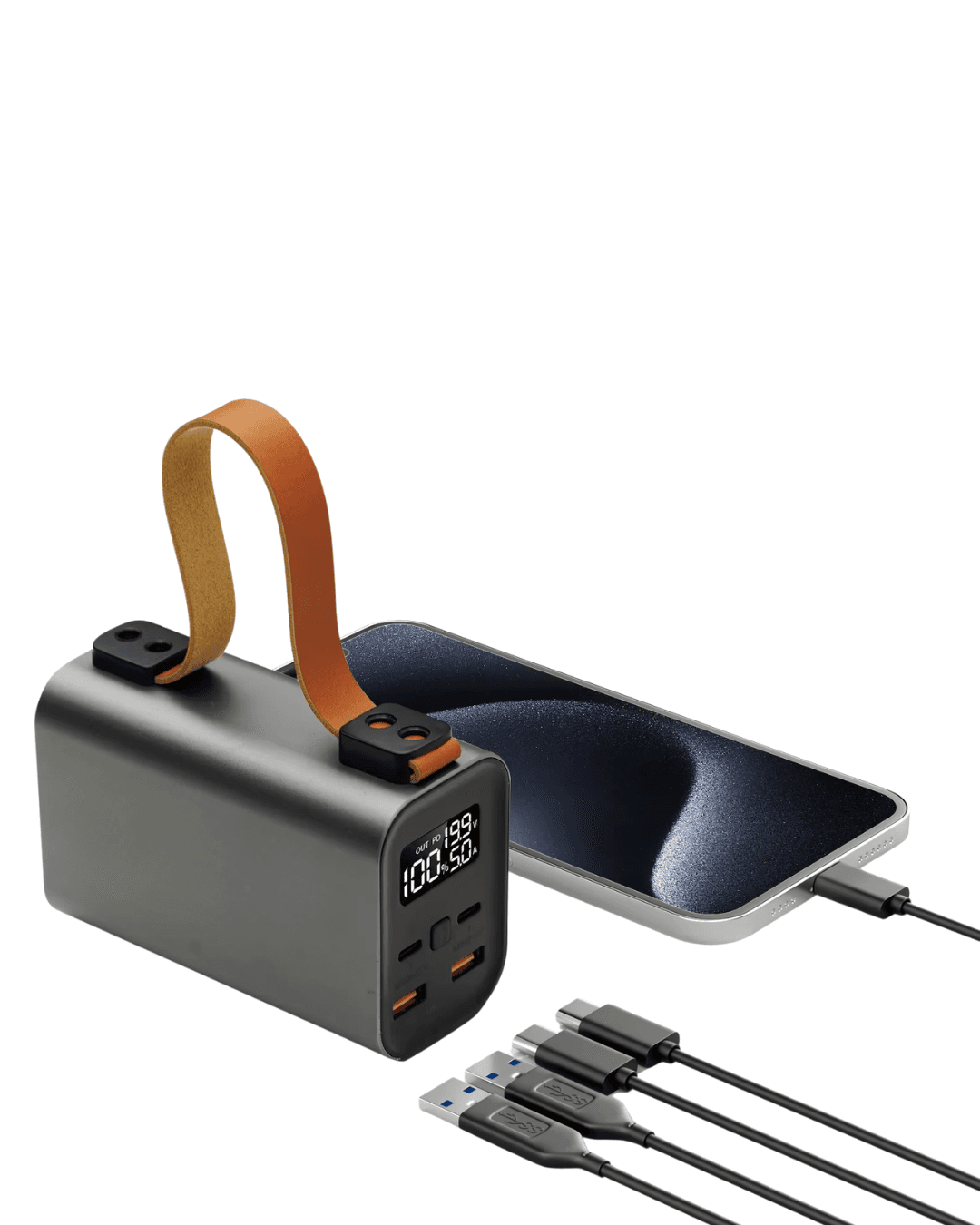 50000mAh Süper Fast Charge Power Bank LED Ekran Çoklu Port Taşıma Askılı 4