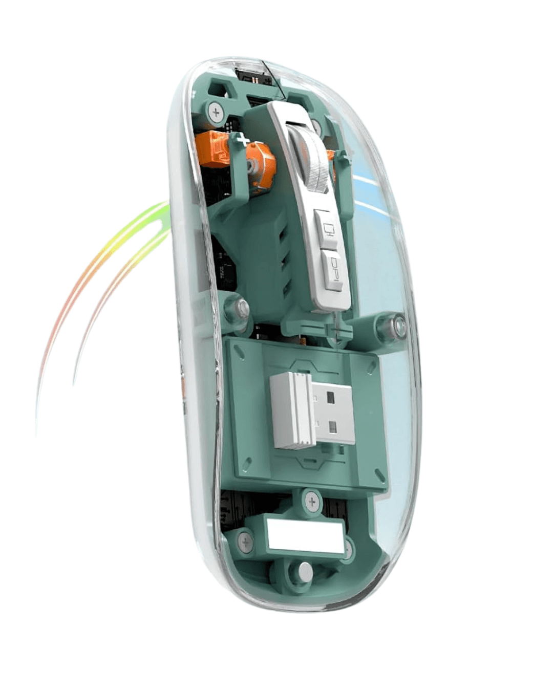 Şeffaf Tasarımlı Bluetooth Kablosuz Mouse Pilli 1000-2400 DPI Sessiz Tıklama 5