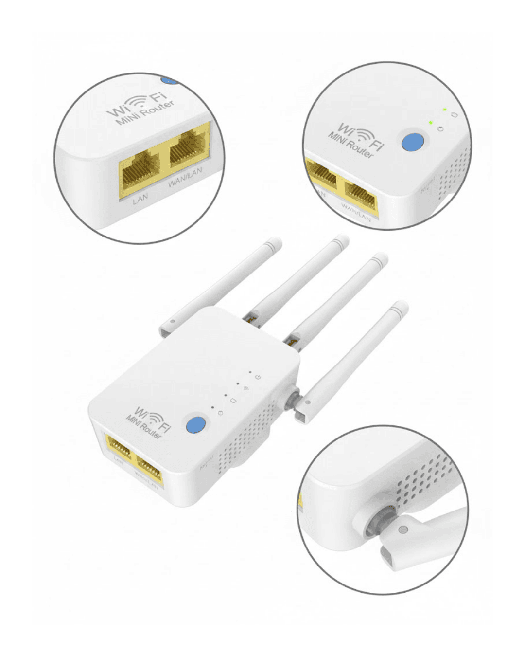 4 Antenli WiFi Güçlendirici - Kablosuz Tekrarlayıcı ile Ev ve Ofis İçin Sinyal Güçlendirme 4
