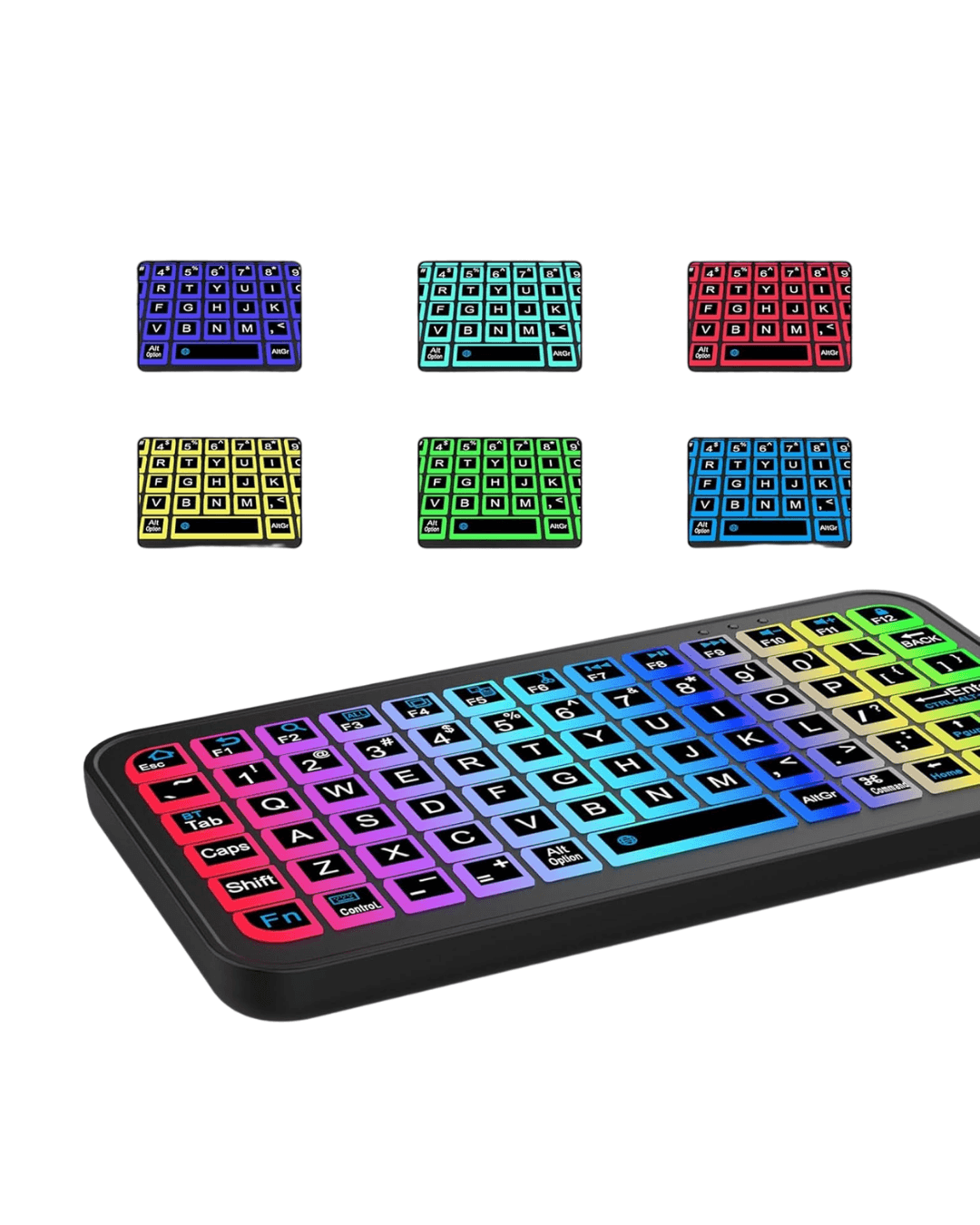 M7 Bluetooth RGB Mini Klavye Kablosuz Şarjlı Bilgisayar Tablet Telefon TV 4