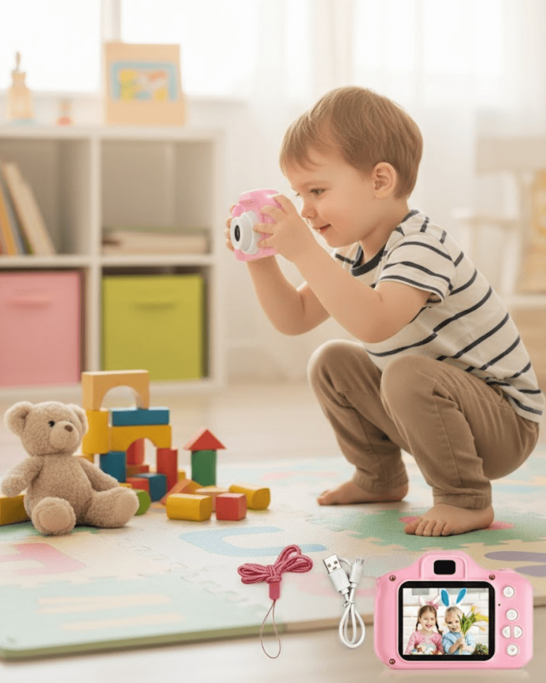 Taşınabilir HD Dijital Kamera Video Kayıt Fotoğraf Çekim USB Bağlantılı Şarjlı