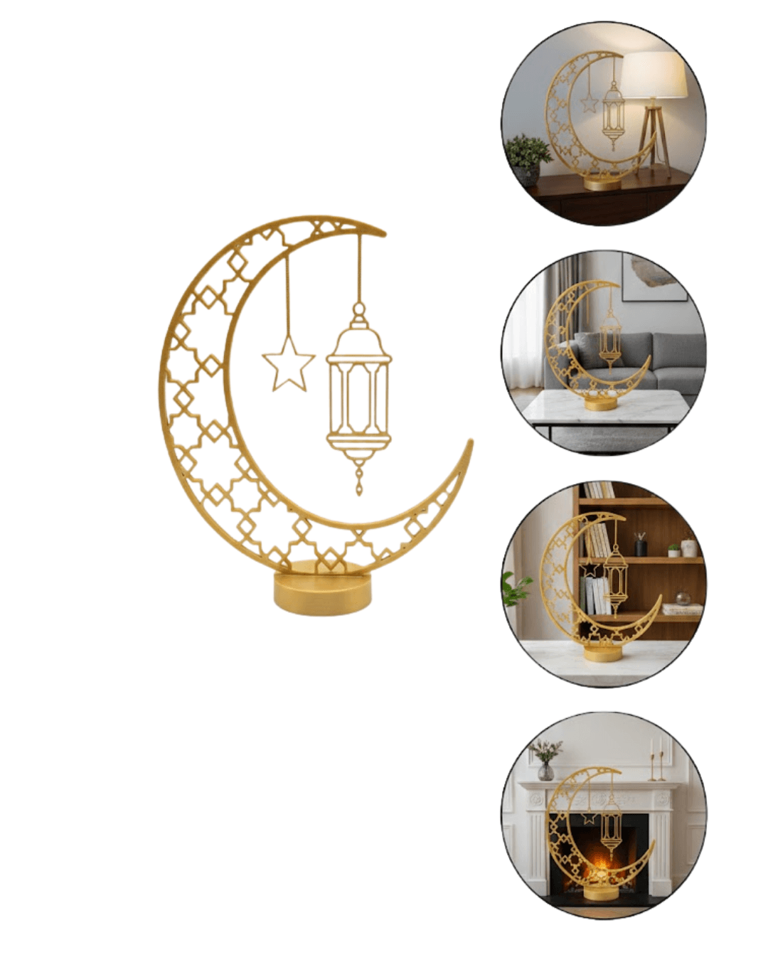 3D Hilal Cami Ramazan Dekoru 20x20 cm - Masaüstü ve Raf İçin Estetik Dekoratif Ürün 5