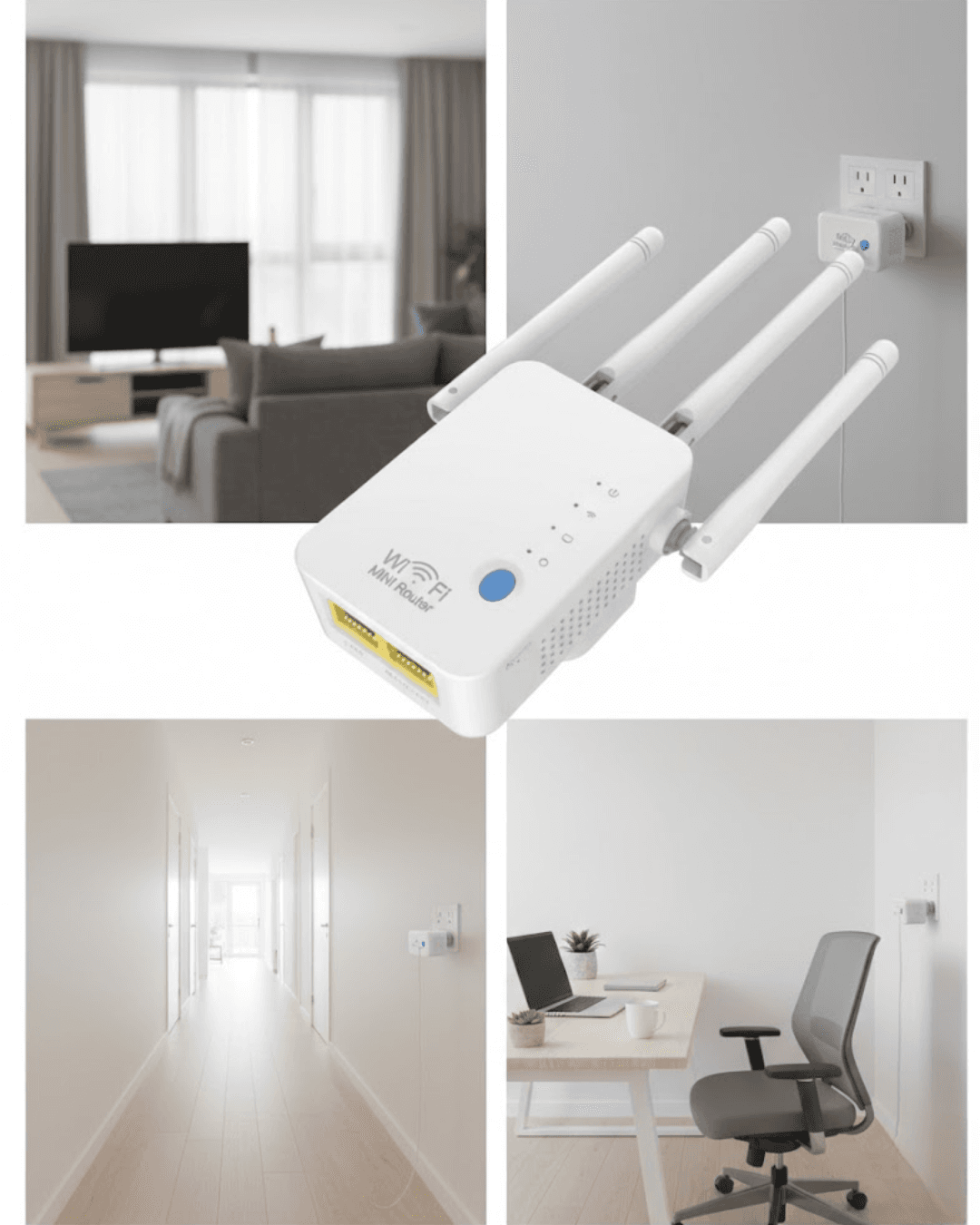4 Antenli WiFi Güçlendirici - Kablosuz Tekrarlayıcı ile Ev ve Ofis İçin Sinyal Güçlendirme 5
